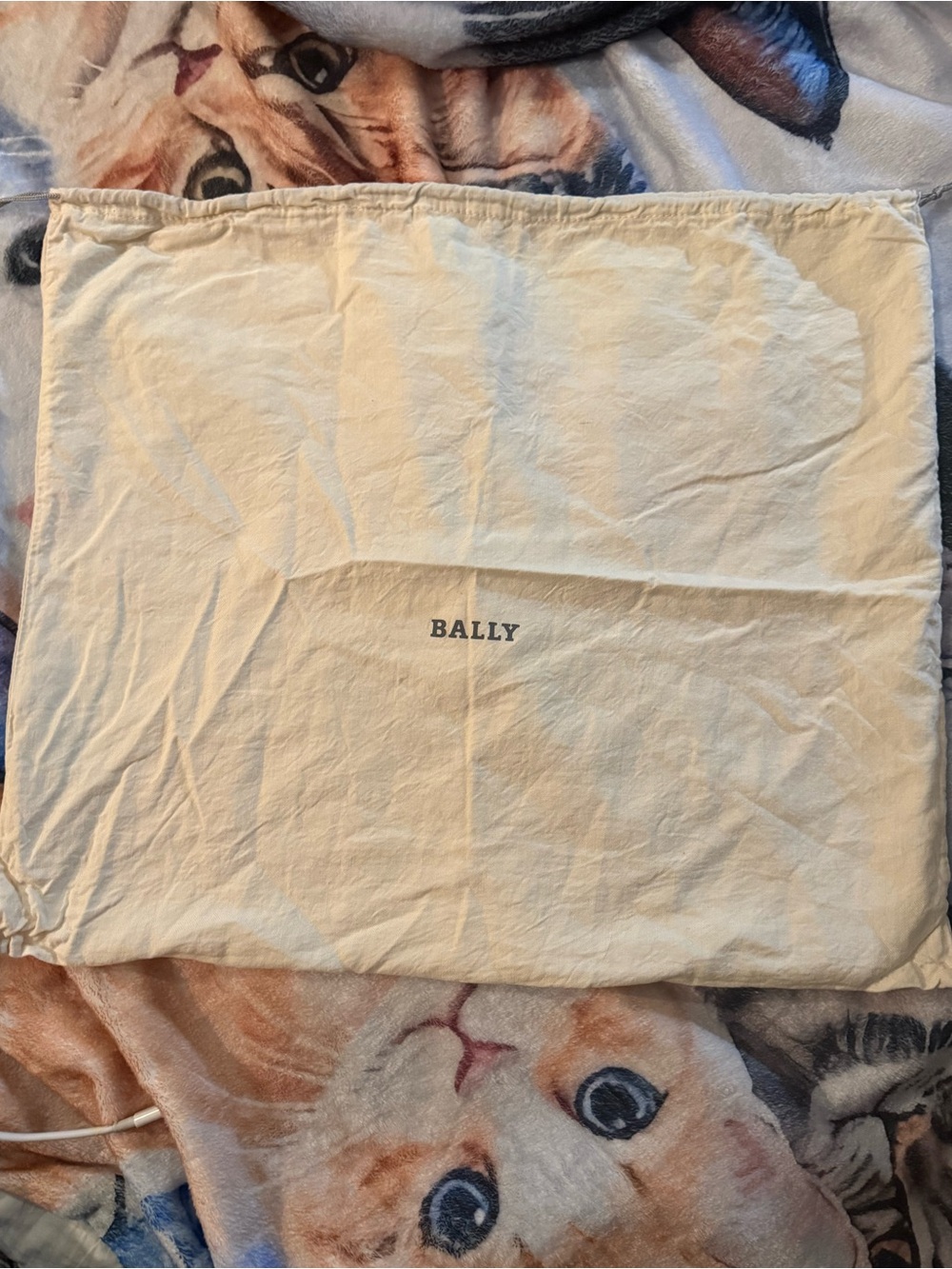 Bally Cream Drawstring Dust Bag with Black Logo